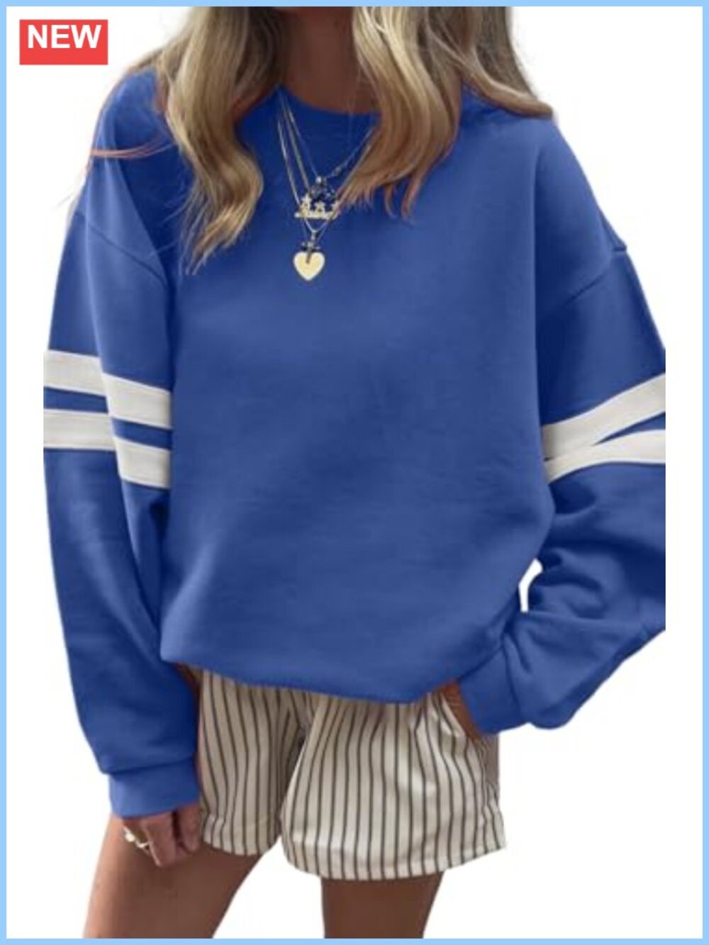 Oversized Varsity Striped Sweatshirt Lightweight Knit Pullover